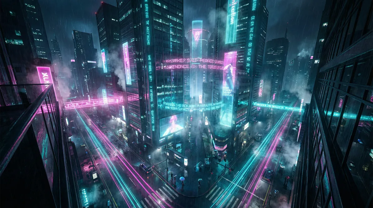 被揭穿的甜美秘密 竖屏短剧平台首页背景 - 赛博朋克都市夜景